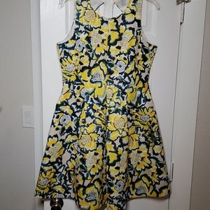 H&M Yellow Sunflower Lined Dress Flower Print